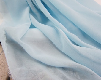 Hellblauer Chiffon-Stoff - Weiches Perlen durchscheinendes Material für Damenkleider, Röcke, Blusen, Anzüge & DIY Nähen 150 cm 59 "breit LX180