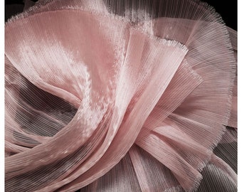 Bright Black Pleated Organza Fabric Plisse Fabric Accordion Crimping Wrinkle Stiff Wedding Dress Modeling Decorative Designer Fabric M105F6