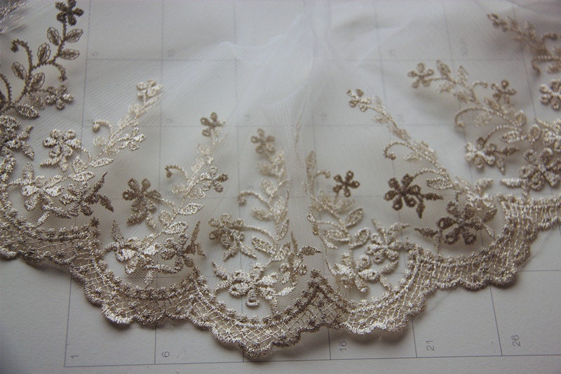 5 yard 16cm 6.29" larghe reti da ricamo in rete dorata nastri in pizzo ML25L28