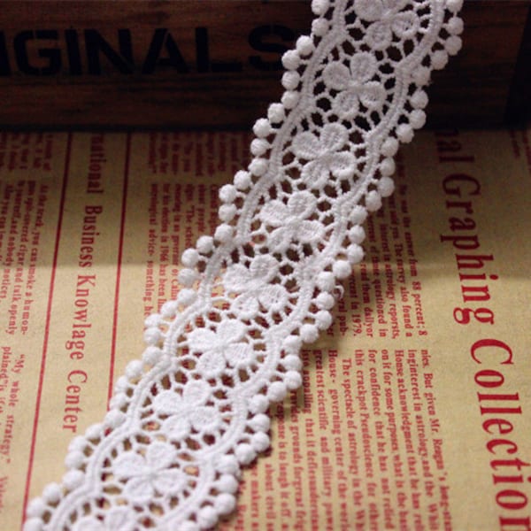 10 yards/lot width 3.8cm 1.49" white cotton lace trim ribbon fabric for dress skirt clothes L4K729