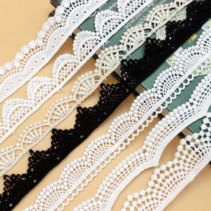 Pizzo Finiture 10 Yard Cotone Capesante Avorio Beige Nero Tessuto solubile in acqua Tessuto Nastro Materiale per cucire 1014382M4F361