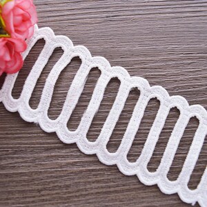 5.4cm 2.12&quot; wide 10 yard  ivory fabric embroidered tapes lace trim ribbon 1140514QL4K29