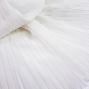 Ivory Ruffled Pleated Chiffon Fabric Solid Dress Clothes Materials 150CM 59&quot; Wide LX88 1/0.5