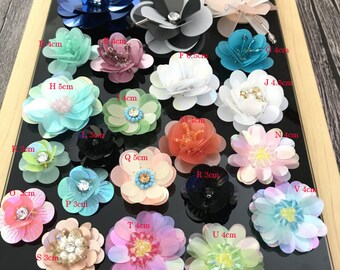 20pcs pink orange blue green purple rhinestones sequins beads flower foral clothes dress bag shoes appliques patch M43F158