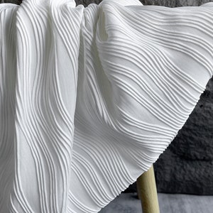 1 metro stretch linea di tessuto texture avorio nero elastico 3D stripe designer tessuto abito da sposa cucito 59 pollici larghezza