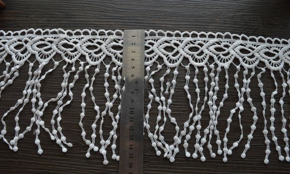15cm 5.9" wide 5 yard  ivory tasse fringe fabric embroidered tapes lace trim ribbon  clothes dress fabric1142302AQL4K24