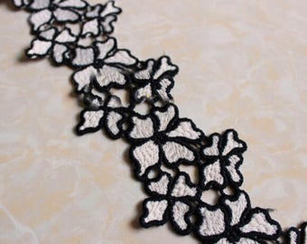 10 yard 6cm 2.36" wide ivory black embroidered tapes lace trim ribbon clothing dress skirt curtain fabric 1029479AQL4K38