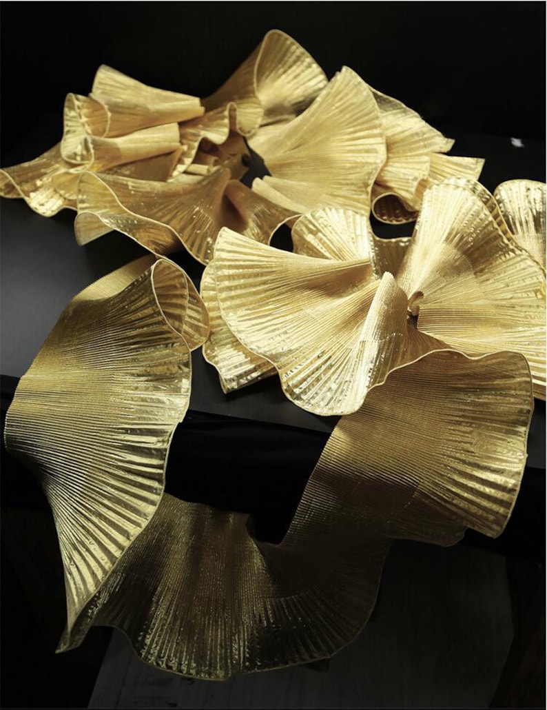 Gold Pleat Lace Trim 3 Meters Ruffle Trims Crumple Pleated Fabric ...