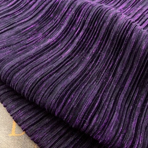 2 meters 150cm 59&quot; width dark purple shiny ultra-fine pleated accordion mesh tulle fabric evening dress clothes materials MM455