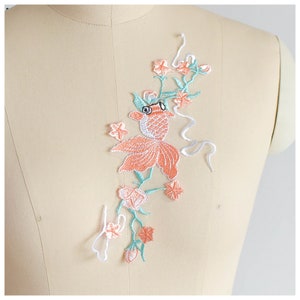 Appliques 10PCS Goldfish Embroidery Lace Patches Wedding Dress Clothing Decoration Sewing 23*11cm L24E6