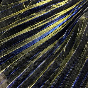 2 meters 150cm 59&quot; width blue gold shiny pleated accordion mesh tulle fabric dress clothes materials MM439