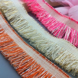 10 yardas 3 cm 1,18 "de ancho naranja/rosa/beige plata borlas cintas de flecos cinta de ajuste de encaje ML53P703