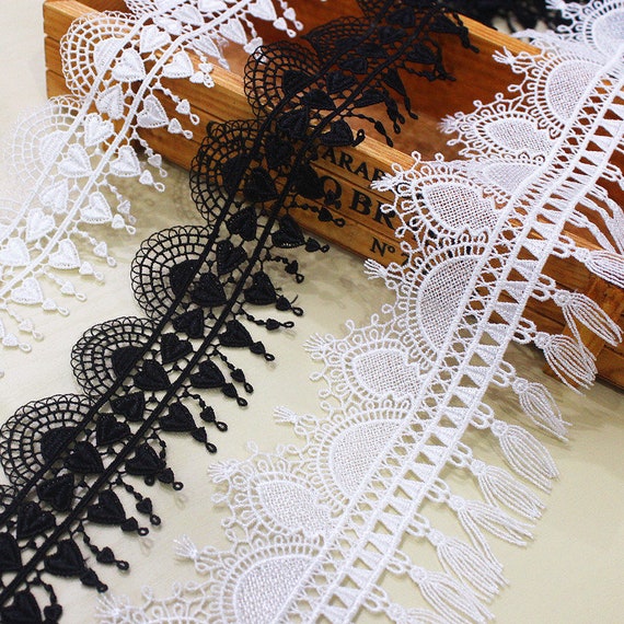 Embroidered Lace Fringe Trim - 2 inch