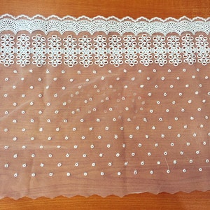 3 yard 30cm 11.81&quot; wide ivory mesh embroidery lace trim ribbon 1019818L4K929