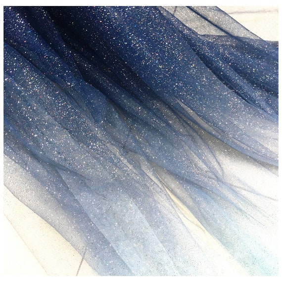1 Meter Multicolor Gradient Glitter Tulle Fabric Starry Mesh Sequins Gauze Cloth for Wedding Performance Dress Clothing Designer Fabric
