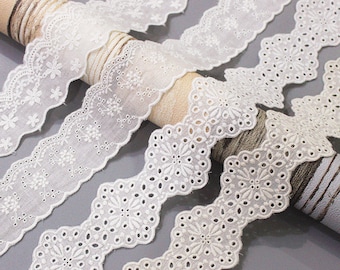 Cotton Lace Trim 10 yard Ivory Beige  Embroidered Cloth Fabric Ribbon Tapes Clothing Dress Skirt Sewing Material M4F341