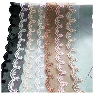 Lace Trims 10 Yard Gauze Mesh Tulle Star Embroidered Lace Ribbon Fabric Scalloped Edge for Dress Kids Clothes DIY Sewing Craft Supply M4A10