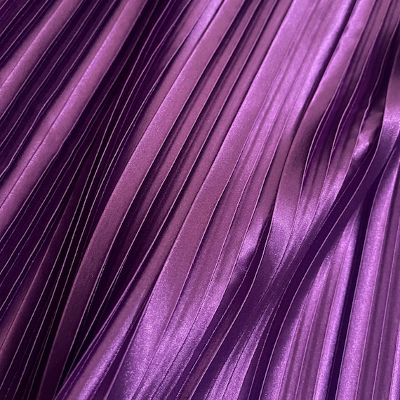Dark Purple Satin Pleated Fabric Line Texture Stripe Accordion