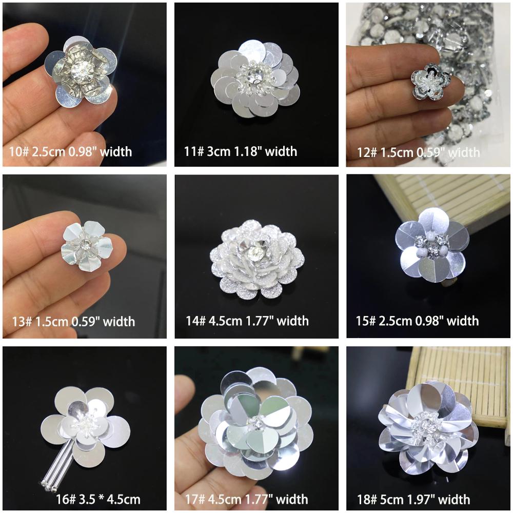 20 pezzi toppe floreali con perline di strass per vesti fai da te