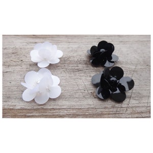 50 pz nero avorio paillettes perline strass fiore applique floreali patch spilla scarpe borse vestiti decorativi 3 cm 1.18 "largo M48Z47
