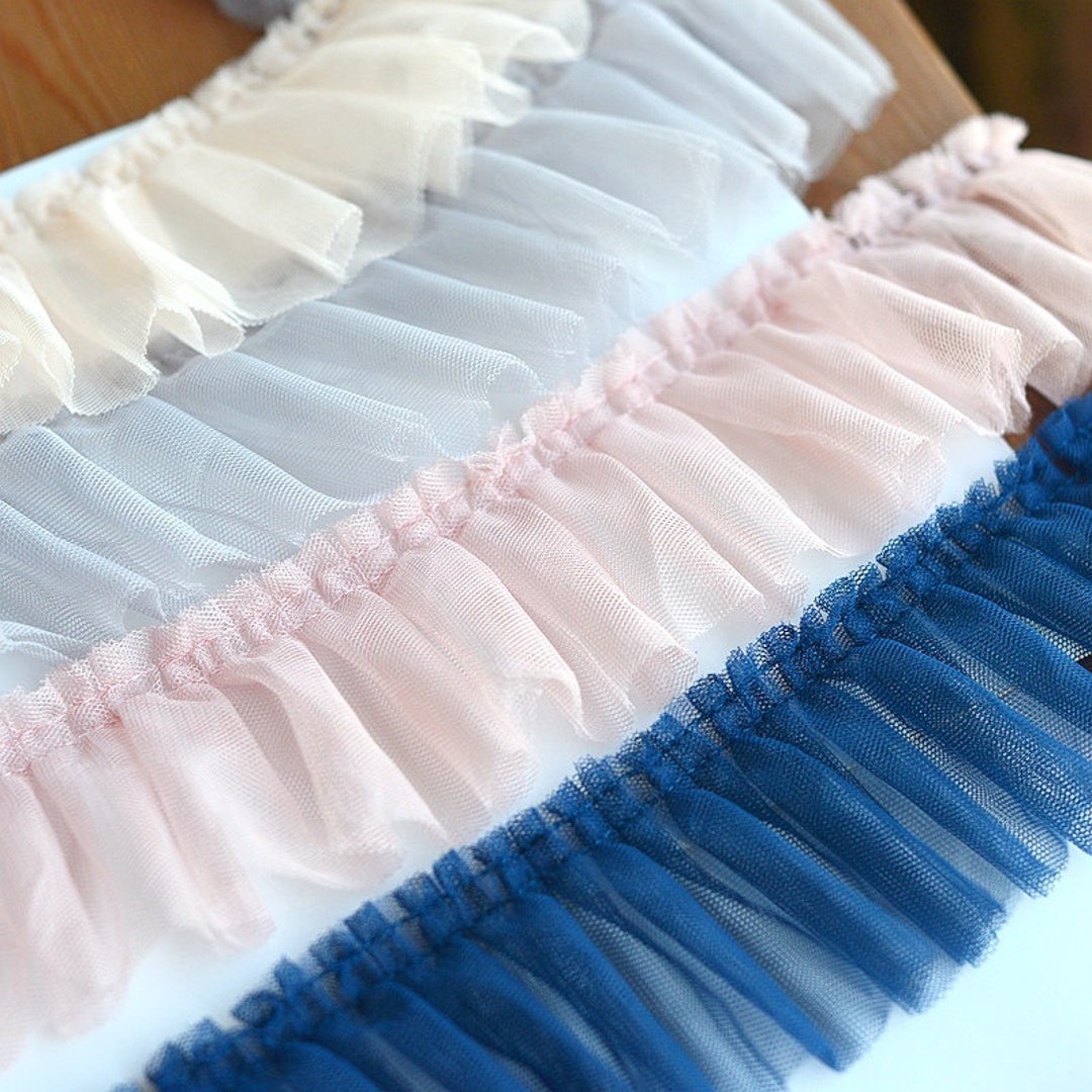 Pleated Lace Trim 15 Meter Mesh Ruffles Tapes Ribbon Clothes Dress ...