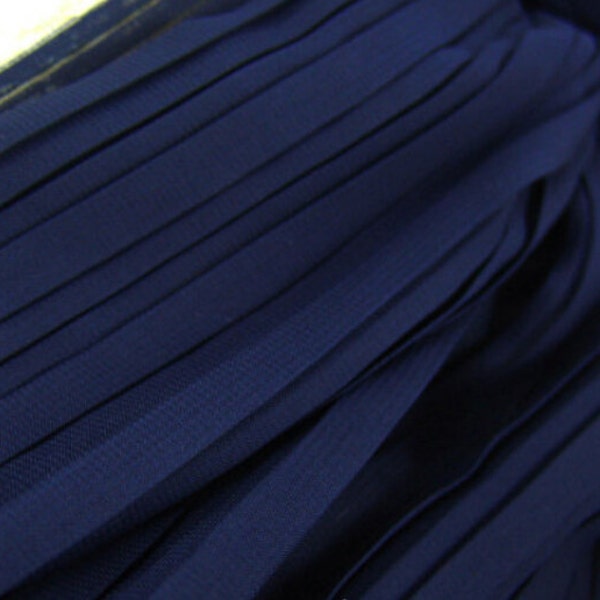 Chiffon Pleat fabric 2 meters 150cm 59" width dark blue crumple accordion pleated chiffon fabric wedding dress skirt clothes materials MM128