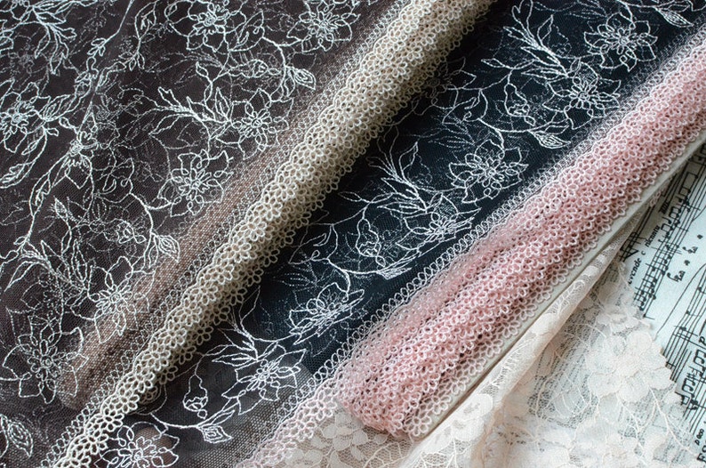 5 meter 25cm 9.84 wide pink blackfleshcolor coffee mesh embroidery lace trim ribbon DL16K1149 free ship