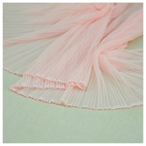Organ Pleated Mesh Gauze Tulle Fabric Apricot Pink Plisse fabric DIY Sewing Craft Material Designer Fabrics for Dress Skirt 59&quot; Wide M37F7