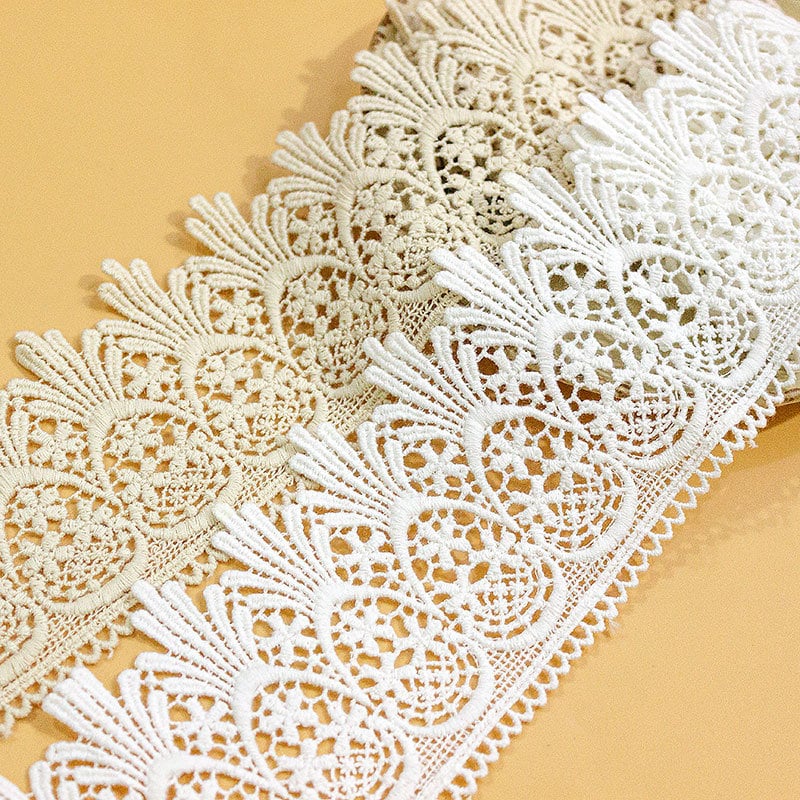 Cotton Lace Trim 5 Yard Beige Ivory Pineapple Hollowed-out Water