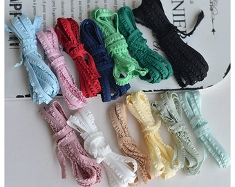Ruffle Elastic Lace Trims 20 Meters Pleat Stretch Lace Trim Sewing Ribbon Bra Underwear Doll Clothes Decorative 0.6cm 0.23&quot;Wide M9F1