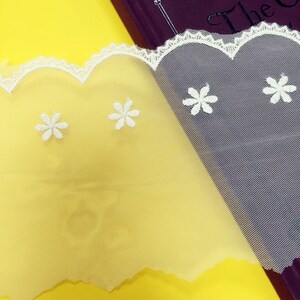 11cm 4.33&quot; wide 10 yard beige tulle mesh gauze embroidered tapes lace trim ribbon clothing dress fabric 1045780BQL4K155