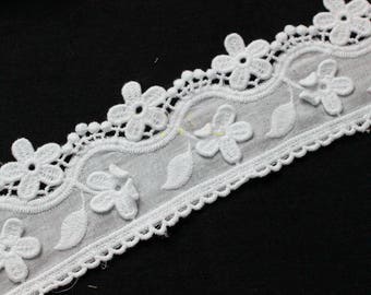 10 yard 6cm 2.36" wide ivory cotton  embroidered tapes lace trim ribbon clothing dress skirt curtain fabric 1024317QL4K35