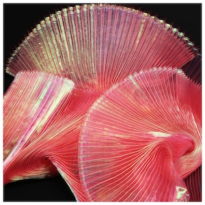 Rot Organza Plissee Stoff Plissee Stoff Meerjungfrau Prinzessin Plissee Gaze Falten Modellierung Dekorativer Designer Stoff 145 cm Breite M105F12