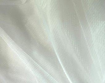 Sprankelend witte iriserende glans gaas gaas metallic knipperend glanzend materiaal voor jurkontwerper zelf naaien 150 cm 59" breed MM477
