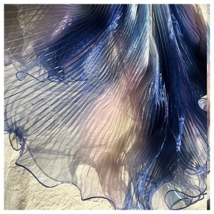 Purple Blue Gradient Pleated Organza Fabric Magic Color Laser Plisse Fabric Accordion Crimping Wrinkle Sewing Material for Dress M108F1