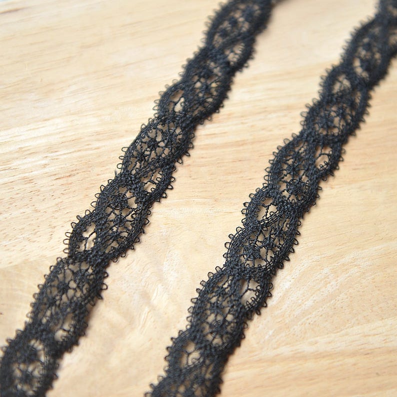 2cm 0.7 wide 20 meters black embroidered lace trim tapes ribbon for clothes dress M9Q48G104