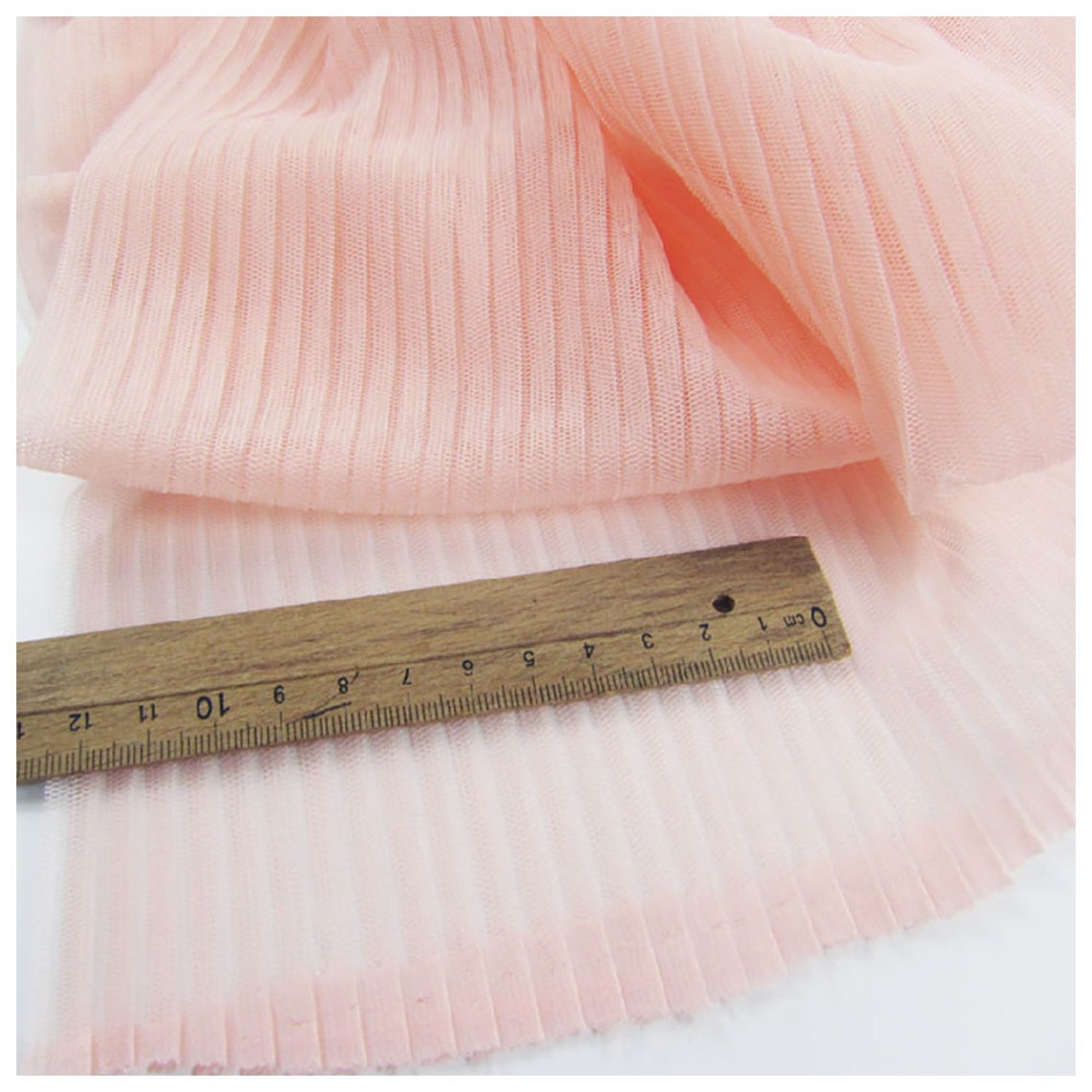 Shrimp Pink Ruffle Pleated Mesh Fabric Crinkle Accordion Pleated Tulle ...