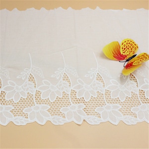 Lace Trim 3 yard Ivory Cotton Embroidered Hollow Lace Fabric Ribbon Tapes Sewing Accessories 33cm 12.9in wide QL4K162