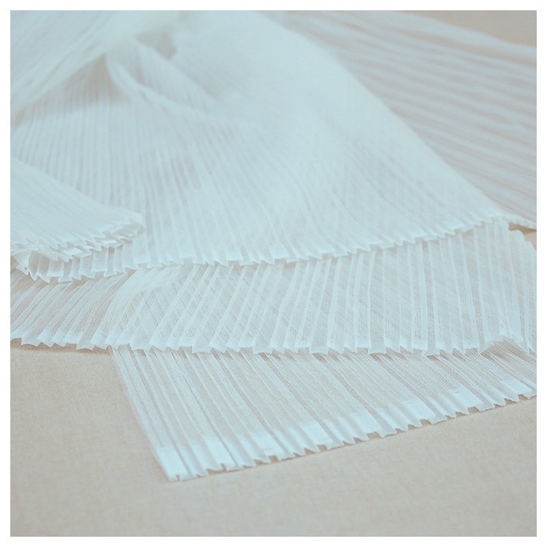Organ Pleated Mesh Gauze Tulle Fabric Ivory Plisse Fabric DIY Sewing