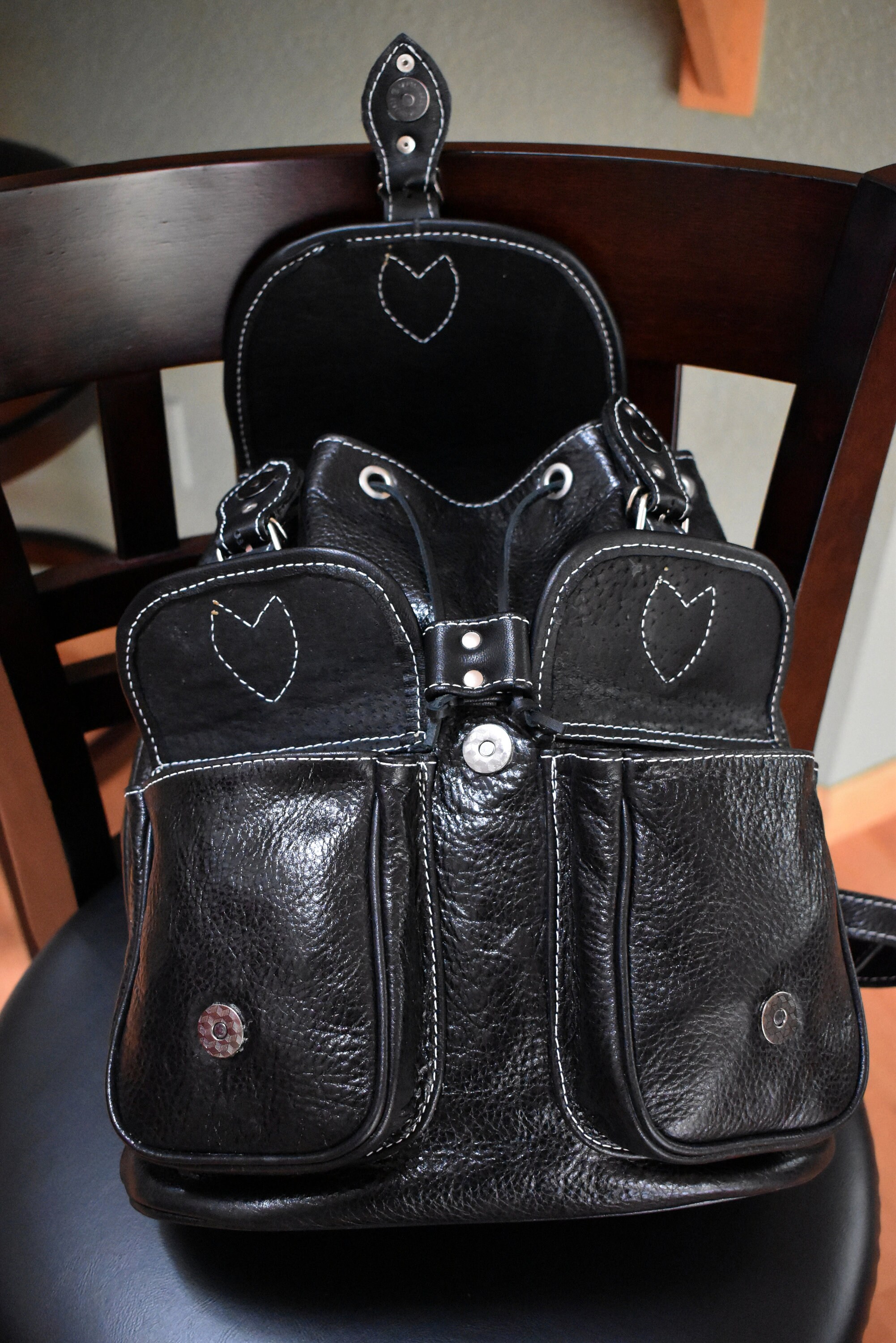 Italian Leather Backpack- Black, Handcrafted, Soft, Durable 
