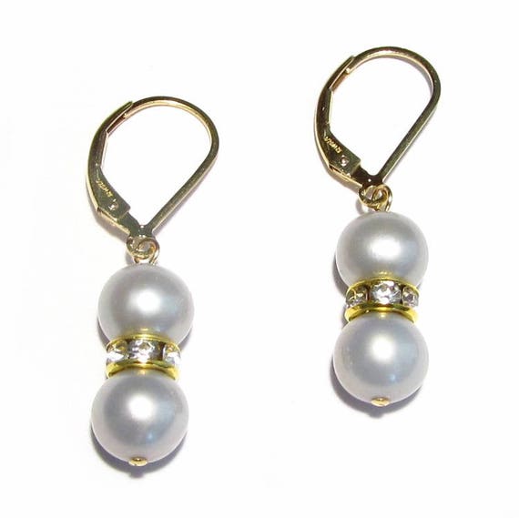 14k Gold-filled Lever Back Earrings Crystal and Cultured Freshwater Pearl 14k Gold-filled Lever Back Earrings Crystal and Cultured Freshwater Pearl