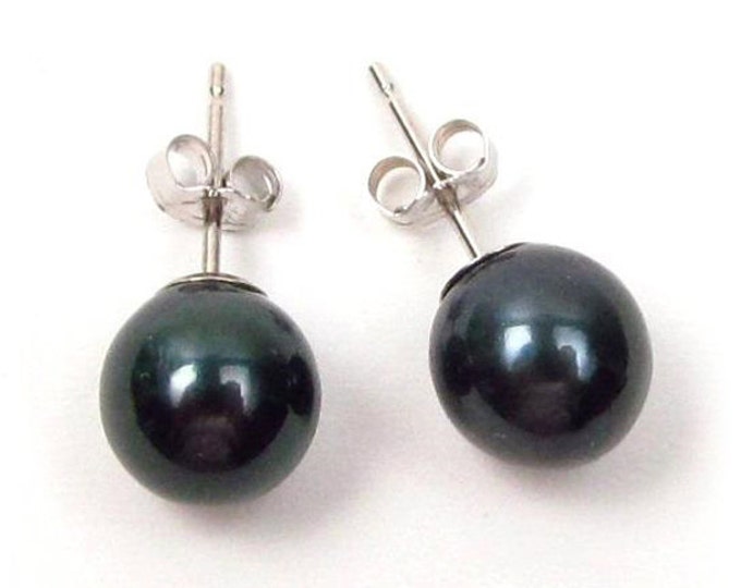 Featured listing image: 7-7.5mm AAA Akoya Black Pearl 14K Yellow or 14K White Gold Stud Earrings