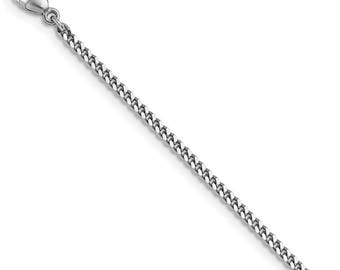 2.1mm Platinum PT950 Diamond Cut Curb Chain Necklace 16" 18" 20" 24"