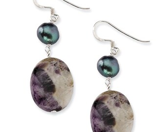 thumbnail image 2 of Handcrafted .925 Sterling Silver Hook Earrings With Black Freshwater Pearl & Bali Beads 2 of 4