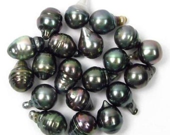 20 個 9-10 mm 穴なしロングサークル バロック タヒチ ピーコック