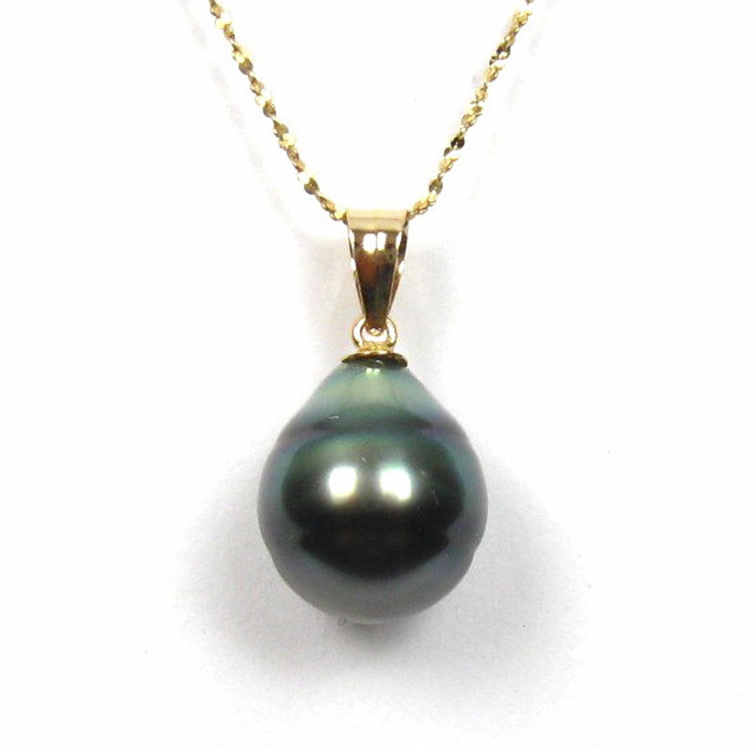 14K Yellow or White Gold Tahitian Black Pearl Simple Bail - Etsy