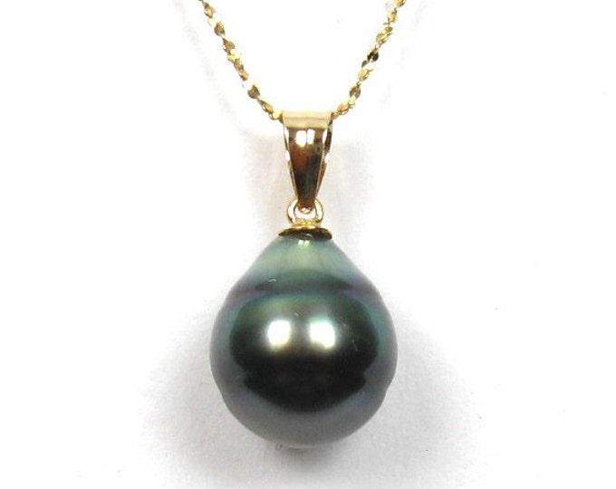 Featured listing image: 14K Yellow or White Gold Tahitian Black Pearl Simple Bail Pendant Variable Pearl Sizes