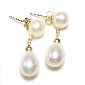 AAA White Pearl 14K Yellow or 14K White Gold Dangle Post Earrings