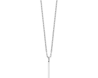 18" Platinum PT950 1.5mm Paperclip Link Chain Necklace W/ Bar Pendant