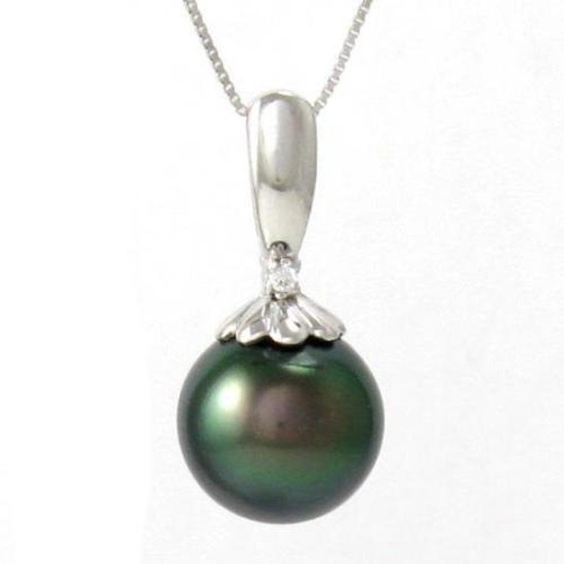 10-11mm Tahitian Black Pearl 0.65g 925 Sterling Silver Pendant SFP302763STA image 1